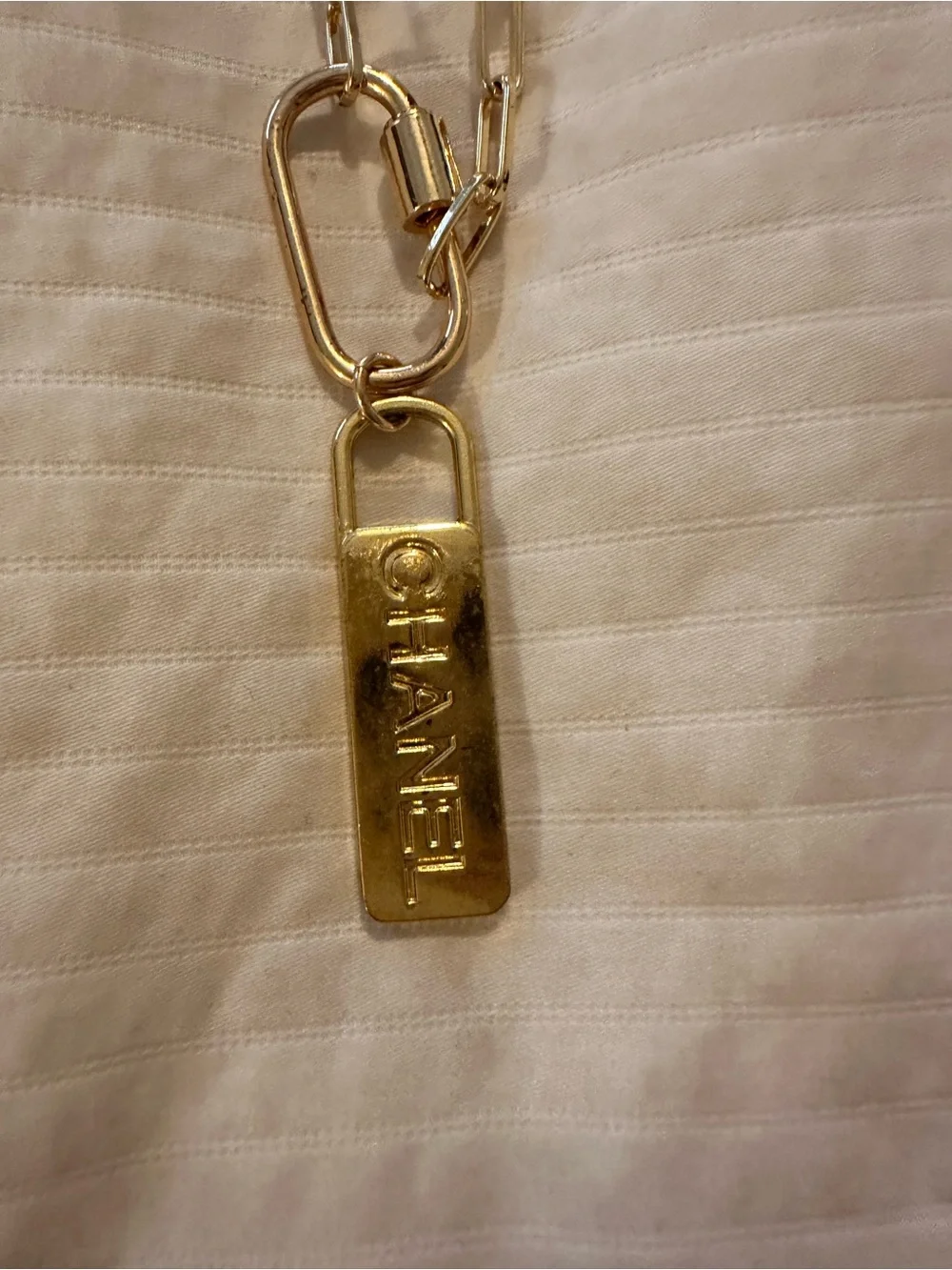 Chanel repurposed zipper pull necklace